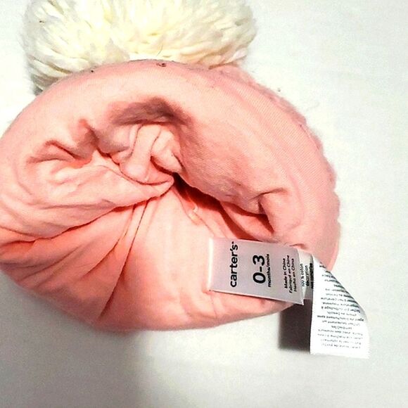 Carter's Pink Fox Pom Pom Cozy Baby Beanie - Picture 4 of 6